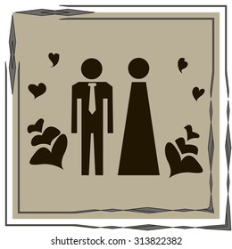 Vector icon with man and woman. Simple illustration with figures of peoples