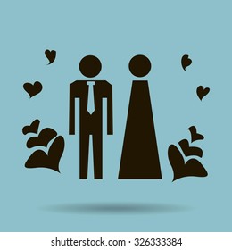 Vector icon with man and woman. Simple illustration with figures of peoples