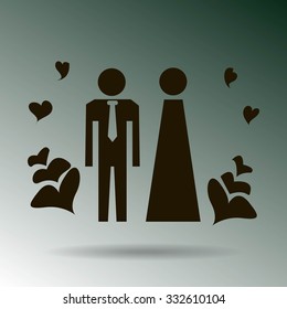 Vector icon with man and woman. Simple illustration with figures of peoples
