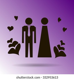 Vector icon with man and woman. Simple illustration with figures of peoples