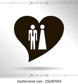Vector icon with man and woman. Simple illustration with figures of peoples
