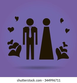 Vector icon with man and woman. Simple illustration with figures of peoples