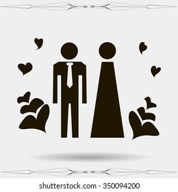 Vector icon with man and woman. Simple illustration with figures of peoples