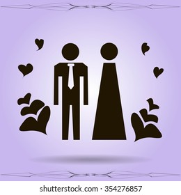 Vector icon with man and woman. Simple illustration with figures of peoples