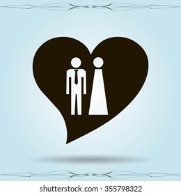 Vector icon with man and woman. Simple illustration with figures of peoples