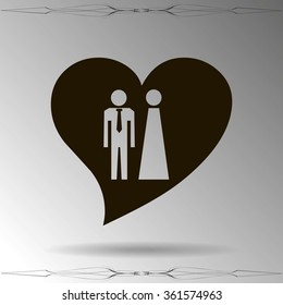 Vector icon with man and woman. Simple illustration with figures of people
