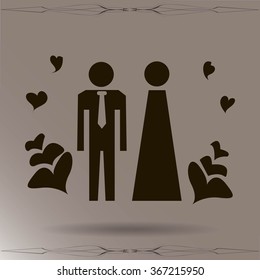 Vector icon with man and woman. Simple illustration with figures of peoples