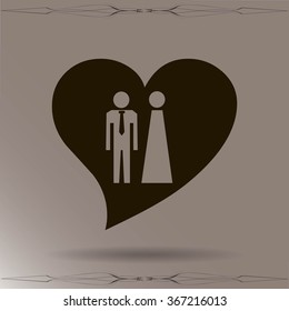 Vector icon with man and woman. Simple illustration with figures of peoples