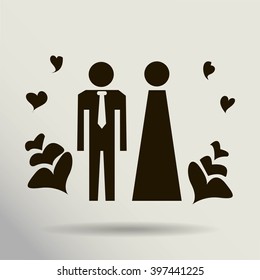 Vector icon with man and woman. Simple illustration with figures of peoples