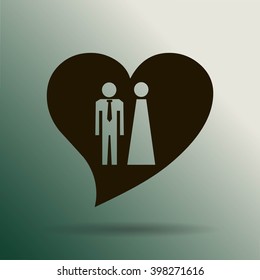 Vector icon with man and woman. Simple illustration with figures of peoples