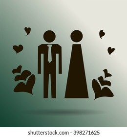 Vector icon with man and woman. Simple illustration with figures of peoples