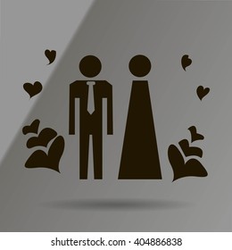 Vector icon with man and woman. Simple illustration with figures of peoples
