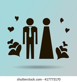 Vector icon with man and woman. Simple illustration with figures of peoples