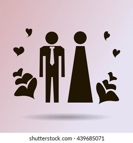 Vector icon with man and woman. Simple illustration with figures of peoples