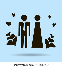 Vector icon with man and woman. Simple illustration with figures of peoples