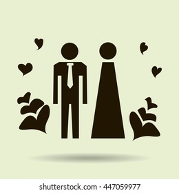 Vector icon with man and woman. Simple illustration with figures of peoples