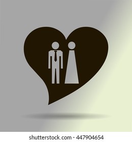 Vector icon with man and woman. Simple illustration with figures of peoples