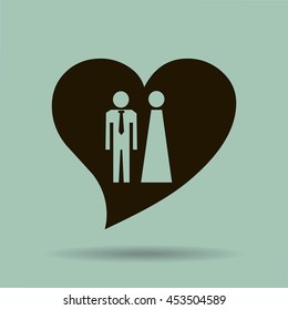 Vector icon with man and woman. Simple illustration with figures of peoples