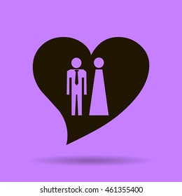 Vector icon with man and woman. Simple illustration with figures of peoples