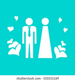 Vector icon with man and woman. Simple illustration with figures of peoples