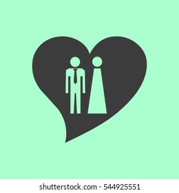 Vector icon with man and woman. Simple illustration with figures of people