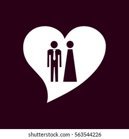 Vector icon with man and woman. Simple illustration with figures of peoples