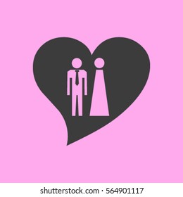Vector icon with man and woman. Simple illustration with figures of peoples