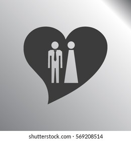 Vector icon with man and woman. Simple illustration with figures of peoples