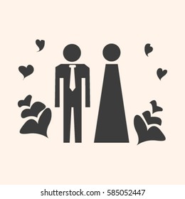 Vector icon with man and woman. Simple illustration with figures of peoples