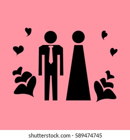Vector icon with man and woman. Simple illustration with figures of peoples