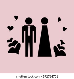 Vector icon with man and woman. Simple illustration with figures of peoples