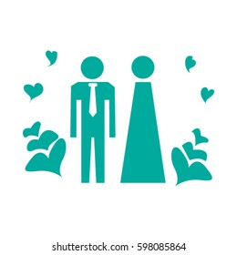 Vector icon with man and woman. Simple illustration with figures of peoples