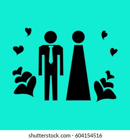 Vector icon with man and woman. Simple illustration with figures of peoples