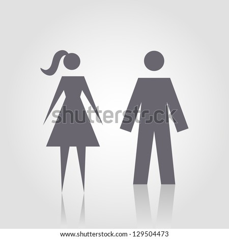 Vector icon with man and woman. Simple illustration with figures of peoples. Stylized silhouettes of person. Abstract sign for print and web