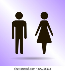 Vector icon with man and woman,toilet sign. Simple illustration with figures of peoples
