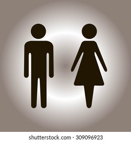 Vector icon with man and woman,toilet sign. Simple illustration with figures of peoples