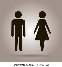Vector icon with man and woman,toilet sign. Simple illustration with figures of peoples