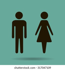 Vector icon with man and woman,toilet sign. Simple illustration with figures of peoples