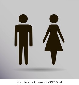 Vector icon with man and woman,toilet sign. Simple illustration with figures of peoples
