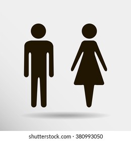 Vector icon with man and woman,toilet sign. Simple illustration with figures of peoples