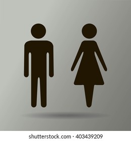 Vector icon with man and woman,toilet sign. Simple illustration with figures of peoples