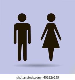 Vector icon with man and woman,toilet sign. Simple illustration with figures of peoples