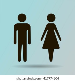 Vector icon with man and woman,toilet sign. Simple illustration with figures of peoples