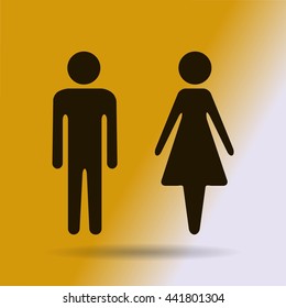 Vector icon with man and woman,toilet sign. Simple illustration with figures of peoples