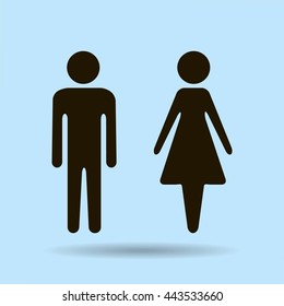 Vector icon with man and woman,toilet sign. Simple illustration with figures of peoples
