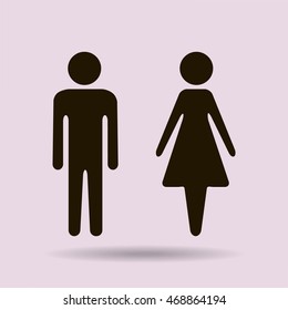 Vector icon with man and woman,toilet sign. Simple illustration with figures of peoples