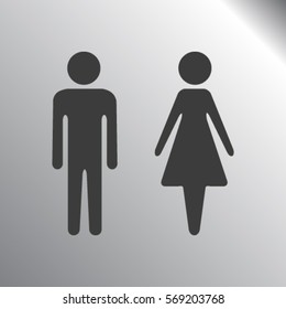 Vector icon with man and woman,toilet sign. Simple illustration with figures of peoples