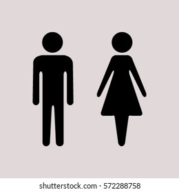 Vector icon with man and woman,toilet sign. Simple illustration with figures of peoples