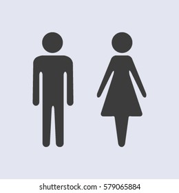 Vector icon with man and woman,toilet sign. Simple illustration with figures of peoples