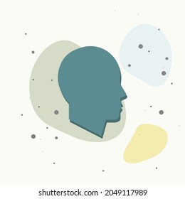 Vector icon of a man's head. Illustration of a man or woman head on multicolored background. Layers grouped for easy editing illustration. For your design.